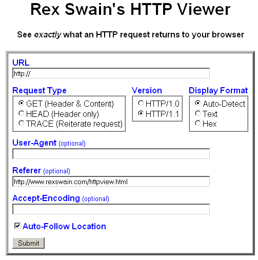 Rex Swain's HTTP Viewer